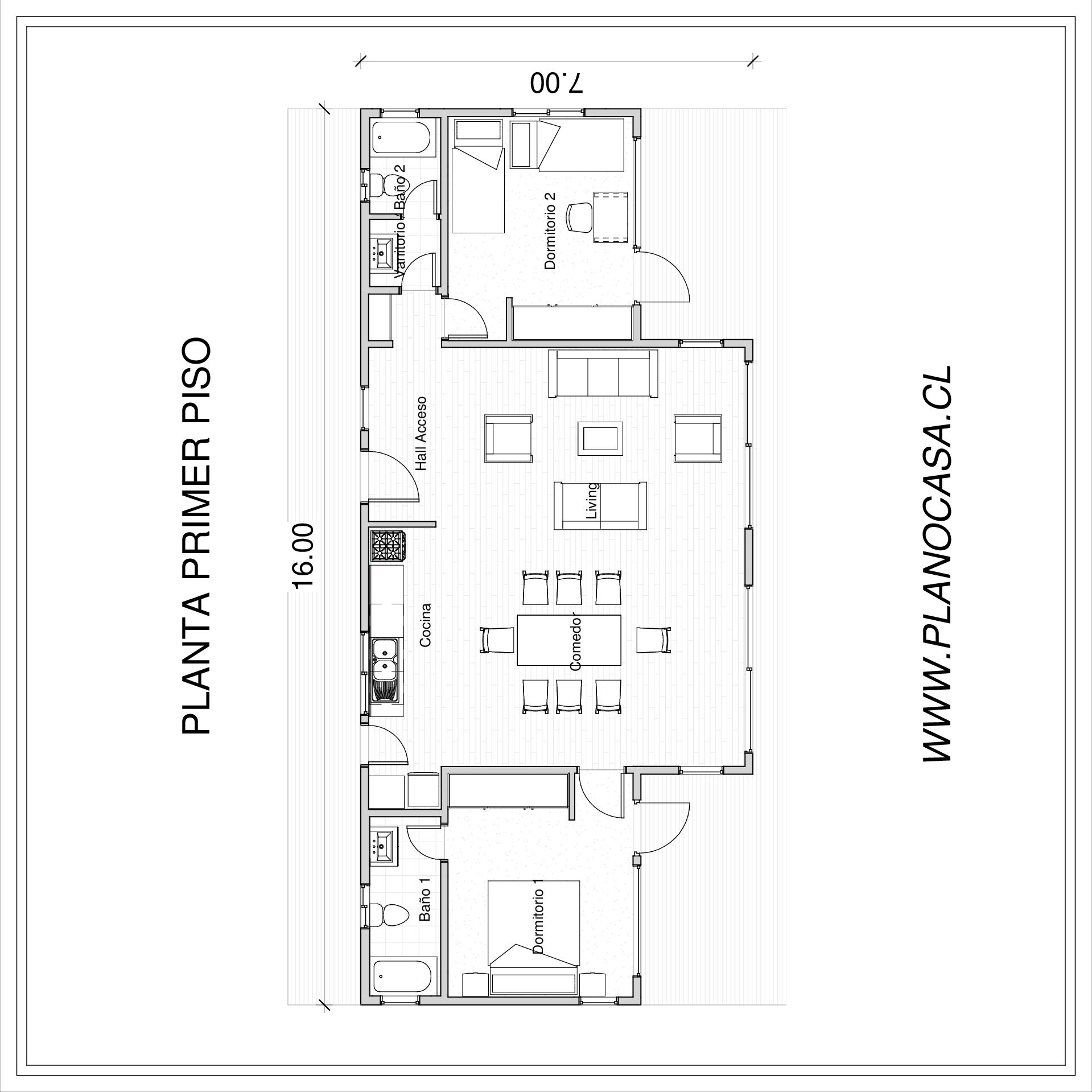 Plano Esquemático Casa Vaticano 122-1-95m2
